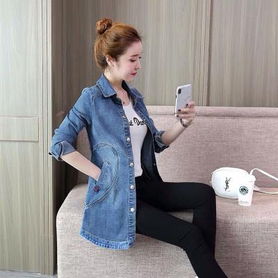 ÁO KHOÁC JEAN FORM DÀI IN CHỮ - NK326